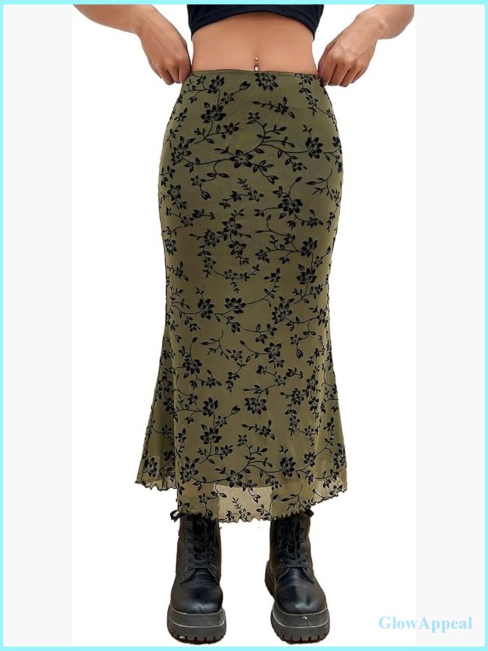High Waisted Fishtail Bodycon Maxi Skirt with Side Split